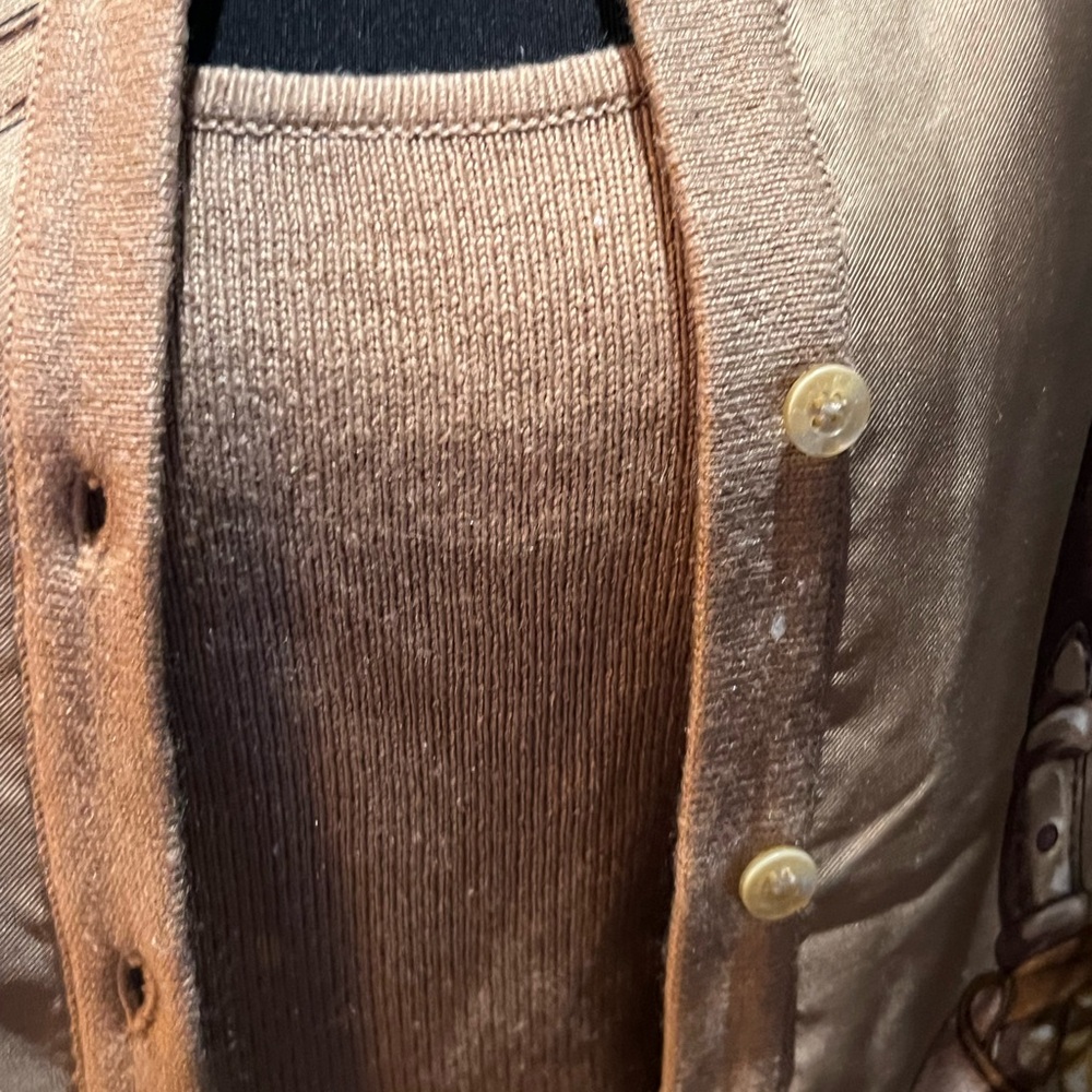 Ralph Lauren tan, silk and cashmere blend cardigan and tank top set - Picture 4 of 7